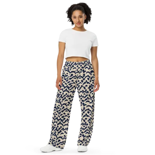 Midnight Seigaiha on a Wide-Leg Pants