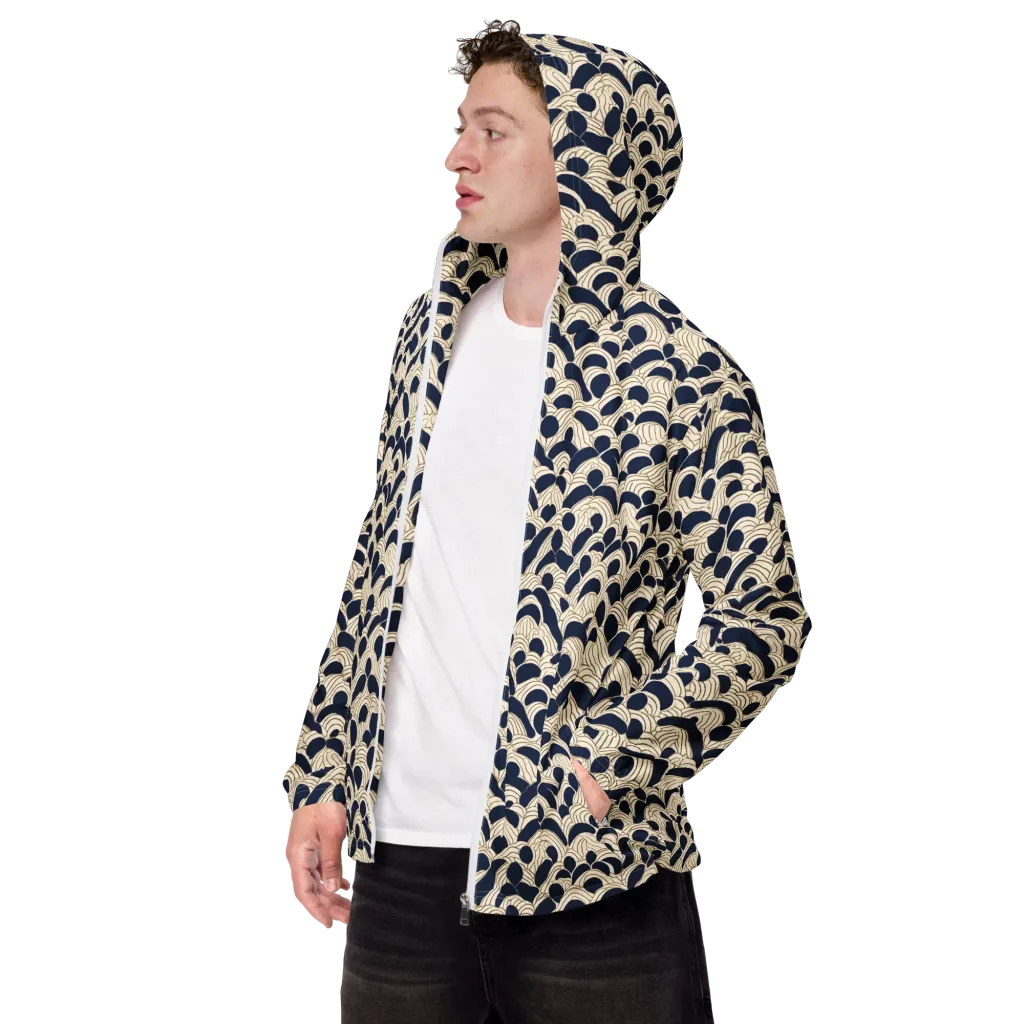 Midnight Seigaiha on Men's Windbreaker — Left Front