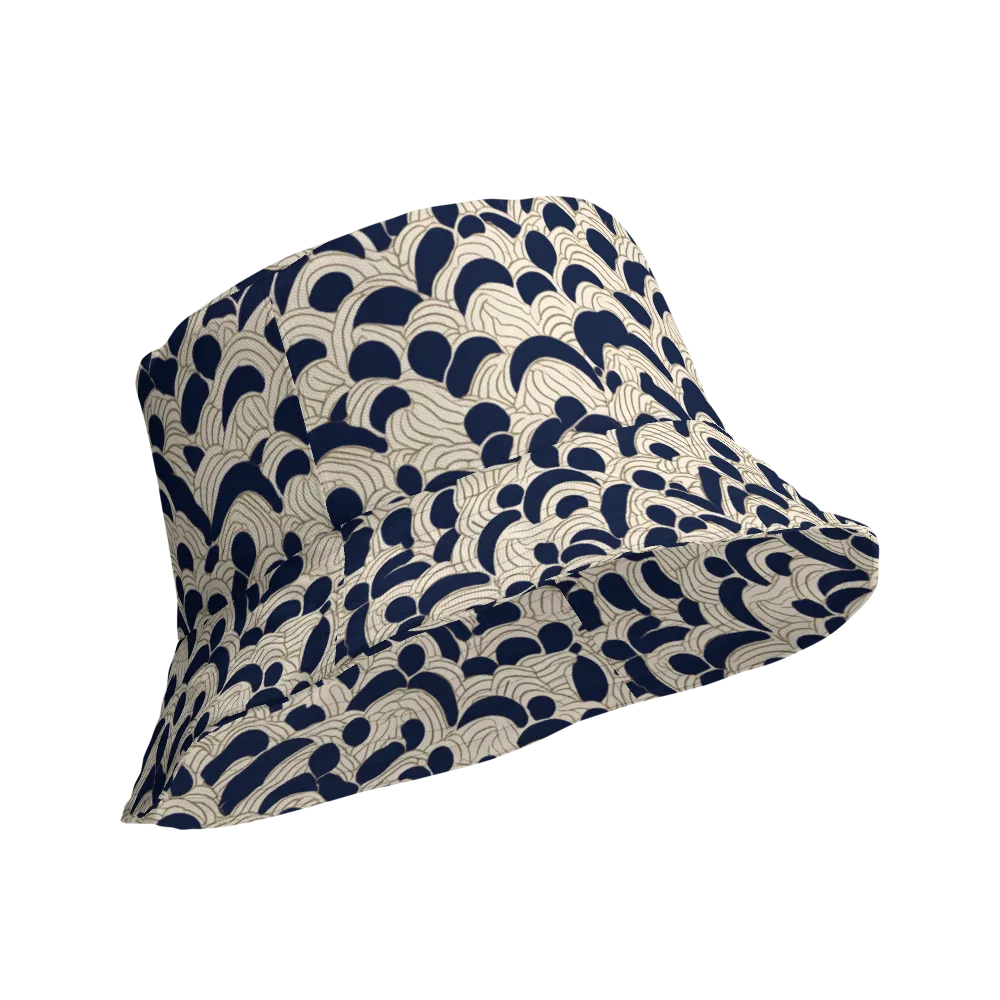 Midnight Seigaiha on Reversible Bucket Hat — Product details Outside