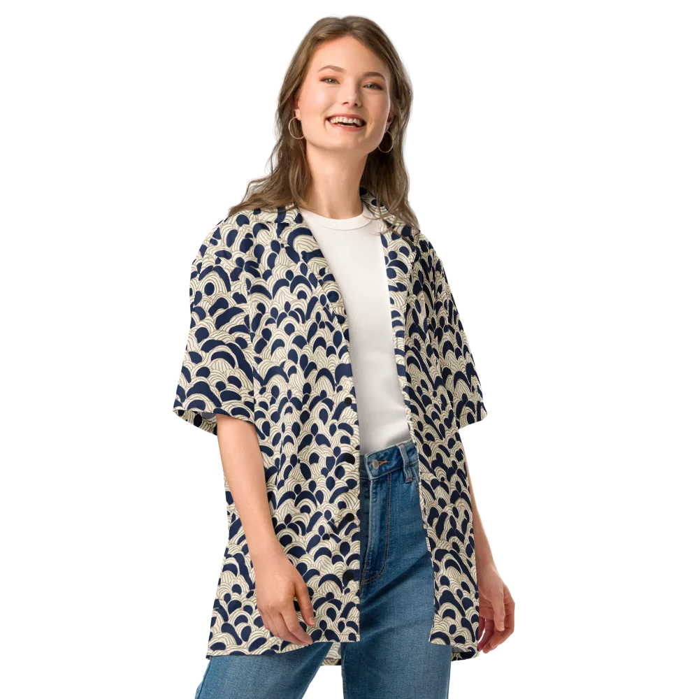 Midnight Seigaiha on Button Shirt — Front