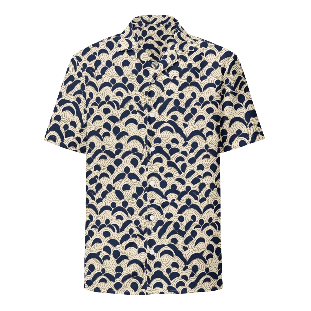 Midnight Seigaiha on Button Shirt — Front