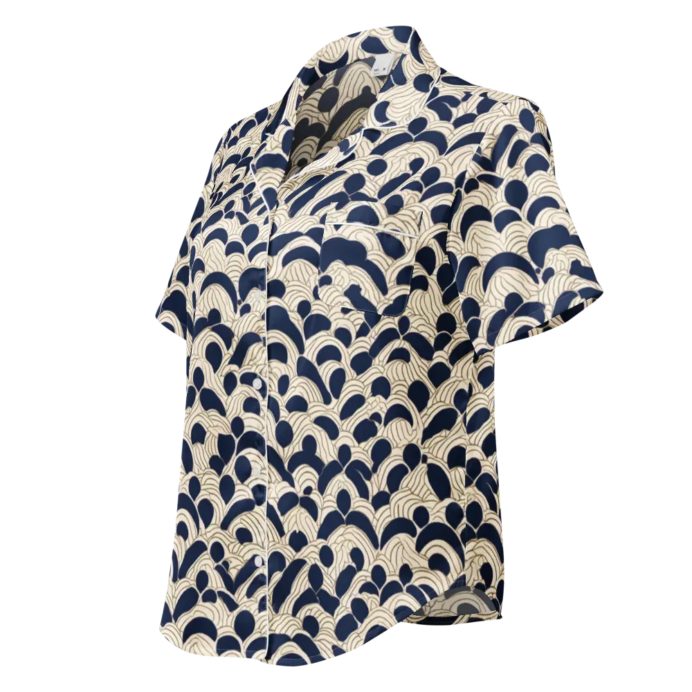 Midnight Seigaiha on Women's Short Sleeve Pajama Top — Left Front