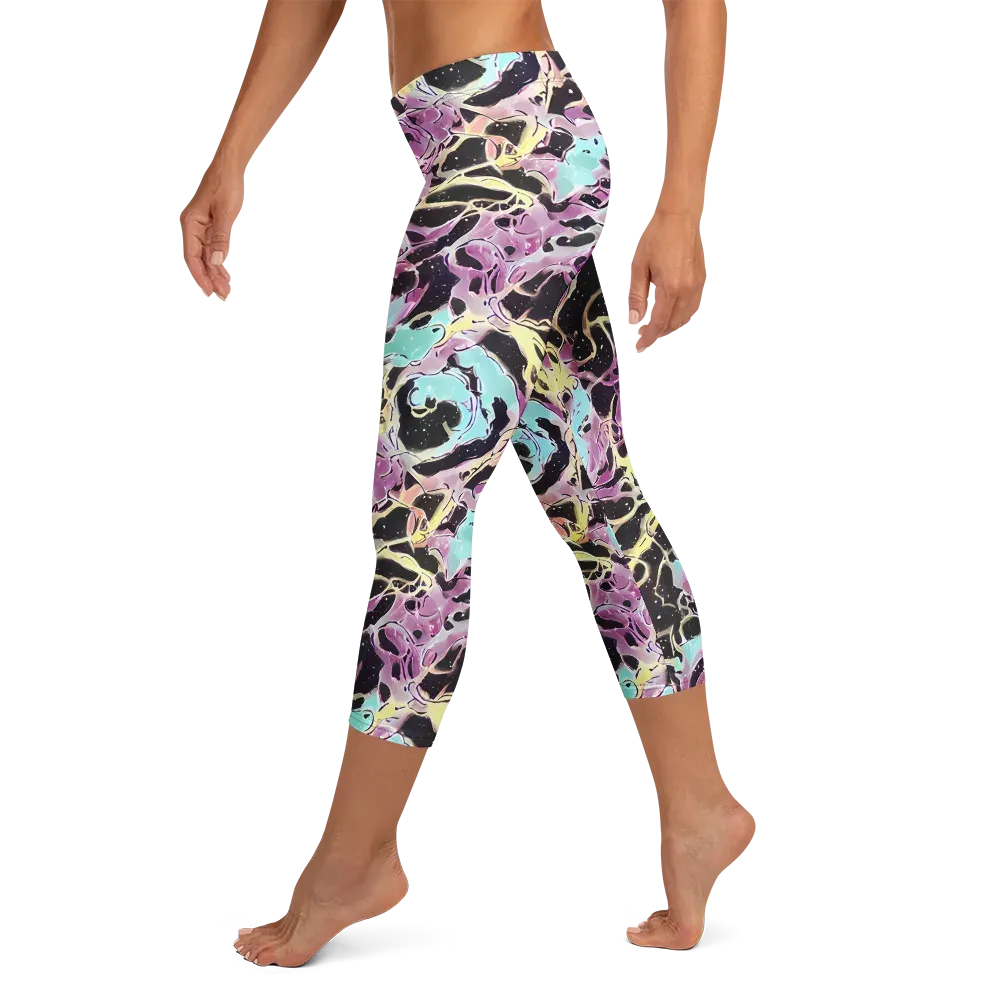 Dreams in Orbit on Capri Leggings — Left