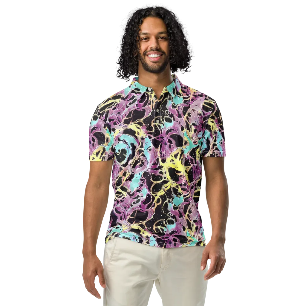 Dreams in Orbit on Men's Slim Fit Polo Shirt — Front