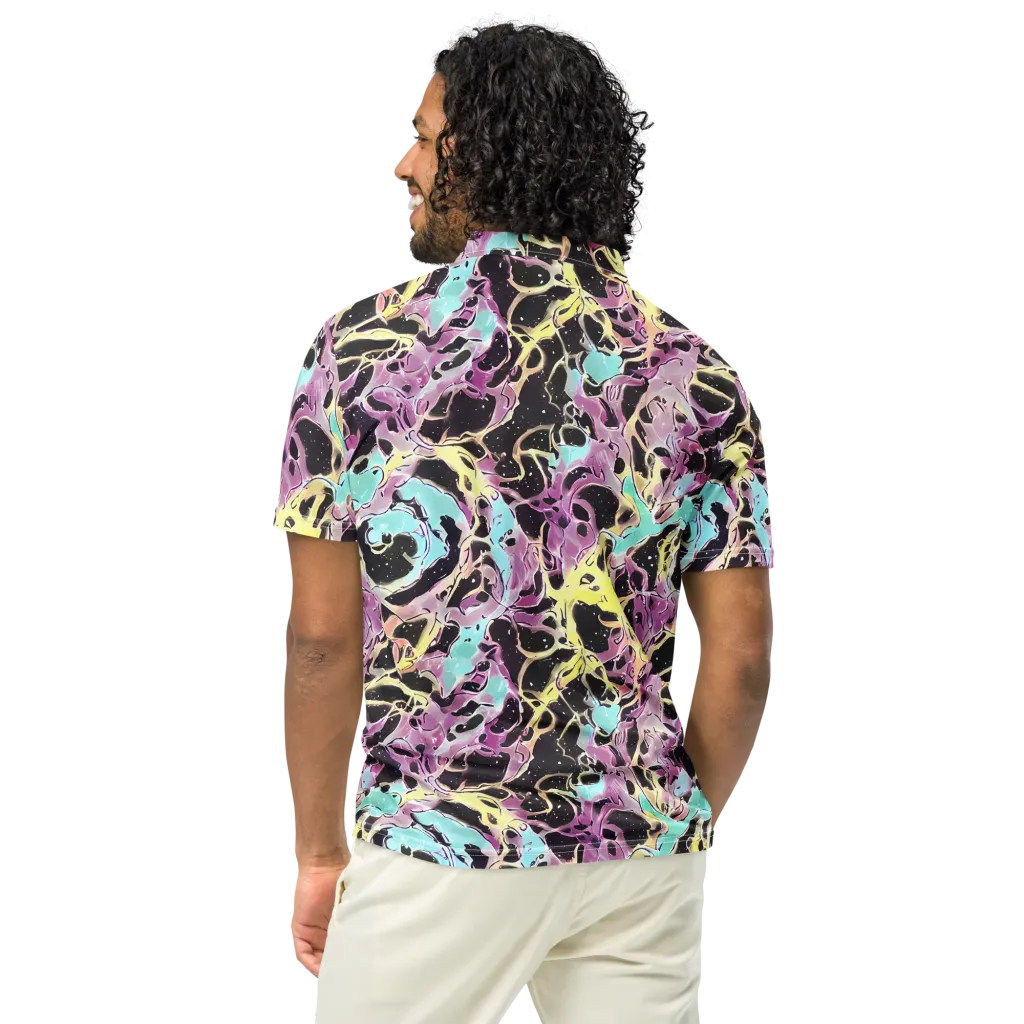 Dreams in Orbit on Men's Slim Fit Polo Shirt — Back