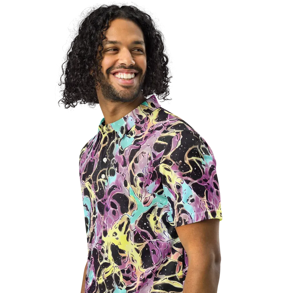 Dreams in Orbit on Men's Slim Fit Polo Shirt — Left Front