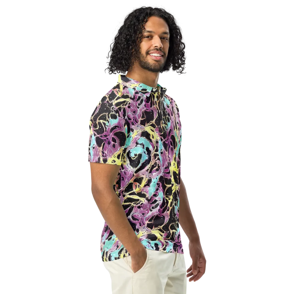 Dreams in Orbit on Men's Slim Fit Polo Shirt — Right Front