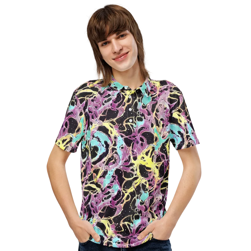 Dreams in Orbit on Men's Slim Fit Polo Shirt — Front