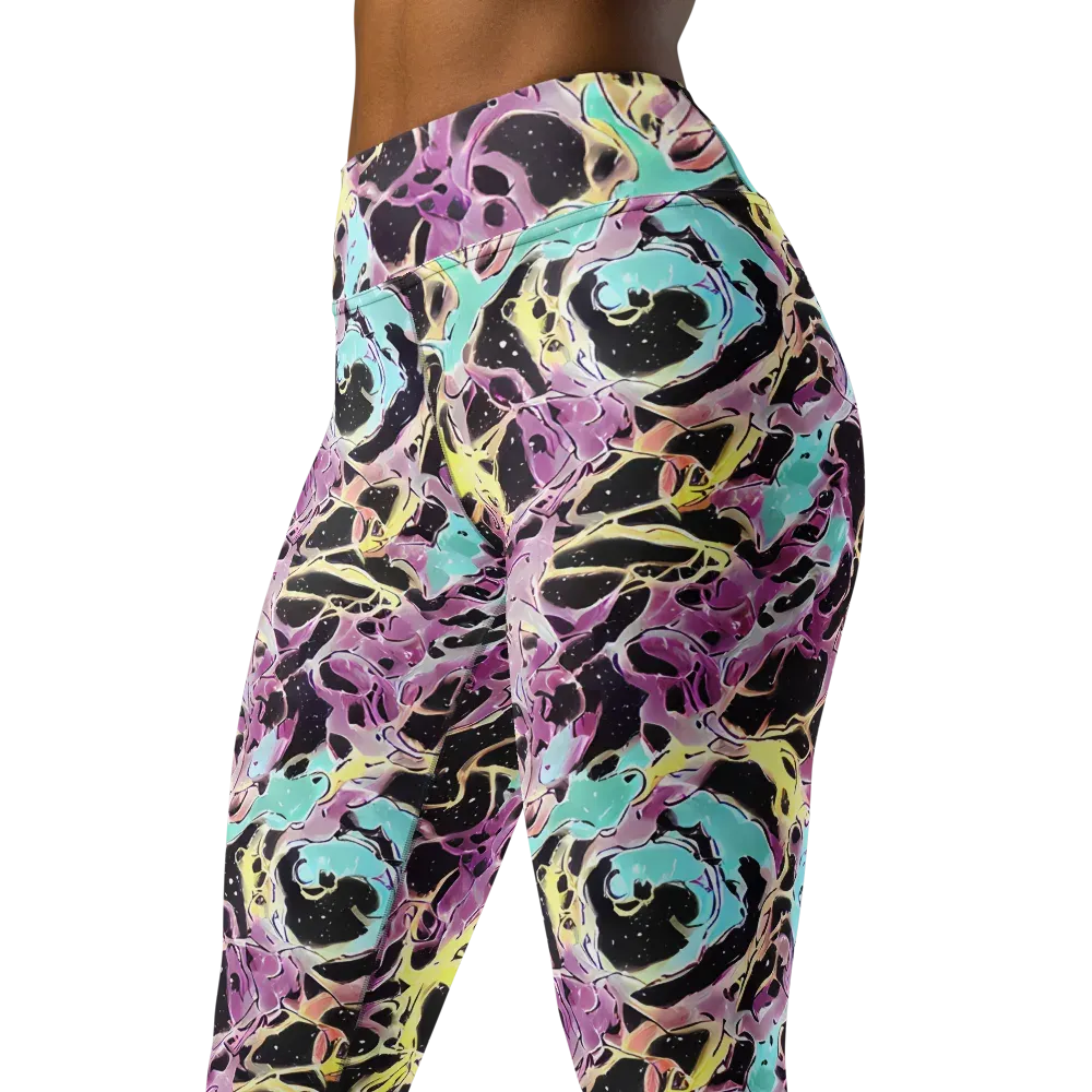 Dreams in Orbit on Yoga Leggings — Left Front
