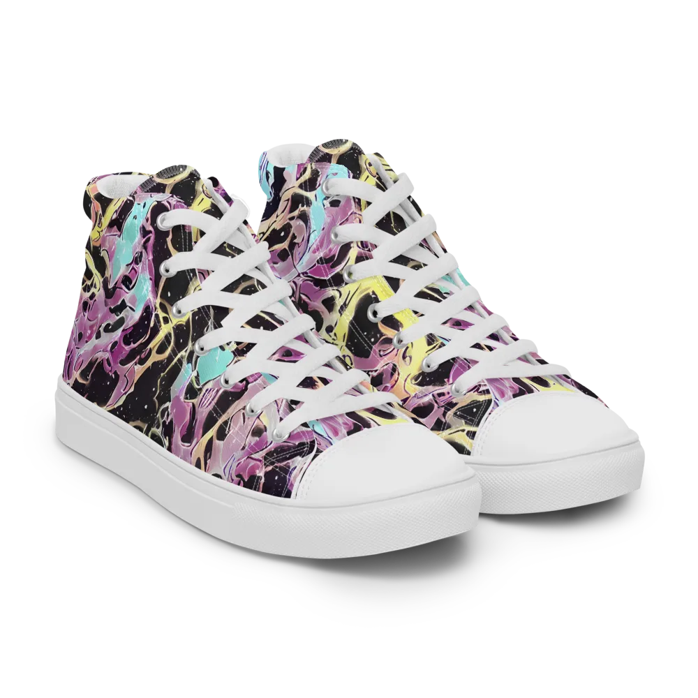 Dreams in Orbit on Men's High Top Canvas Shoes — Right Front