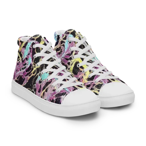 Dreams in Orbit on a Men's High Top Canvas Shoes
