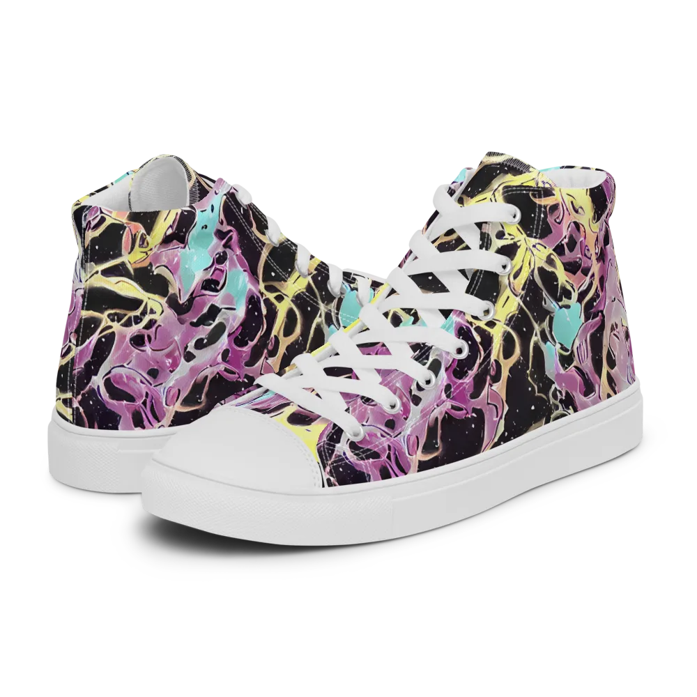 Dreams in Orbit on Men's High Top Canvas Shoes — Left
