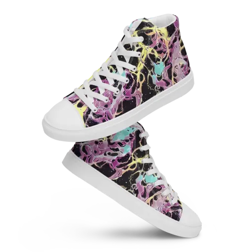 Dreams in Orbit on a Women's High Top Canvas Shoes