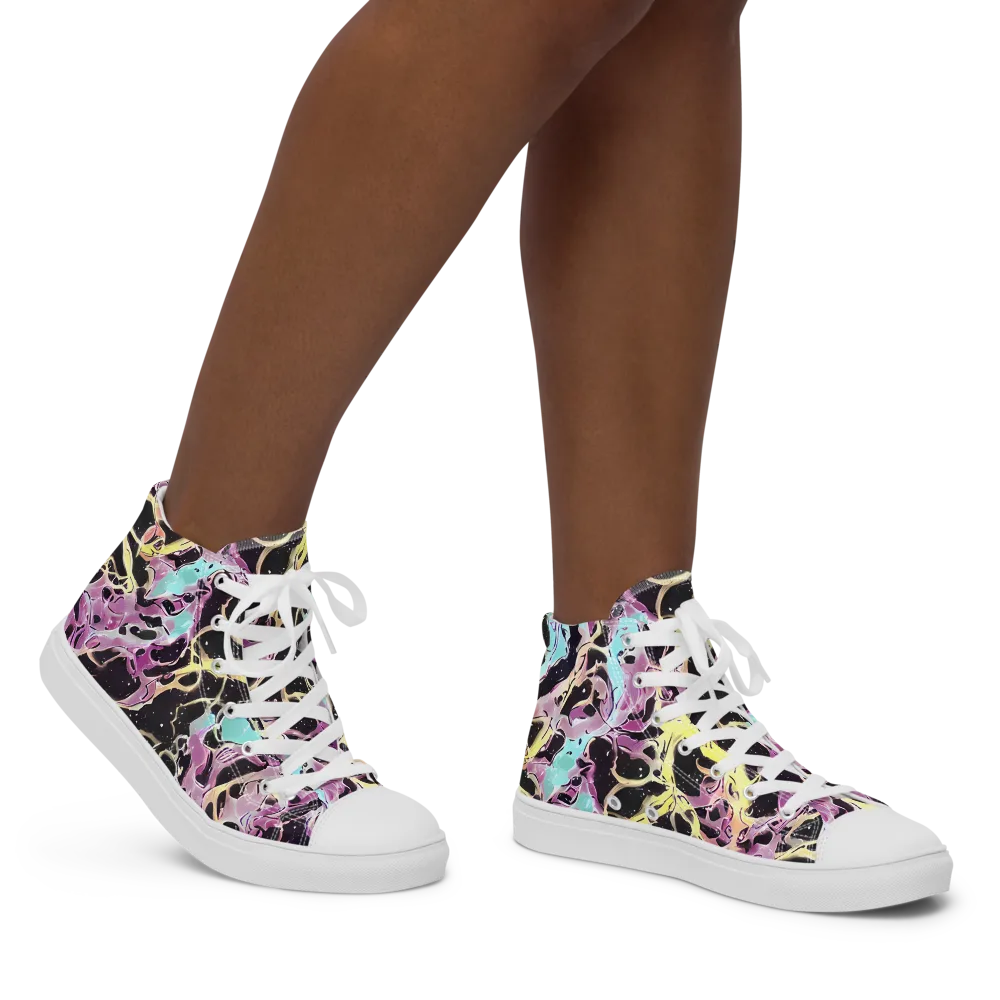 Dreams in Orbit on Women's High Top Canvas Shoes — Right
