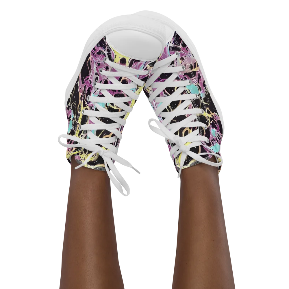 Dreams in Orbit on Women's High Top Canvas Shoes — Front