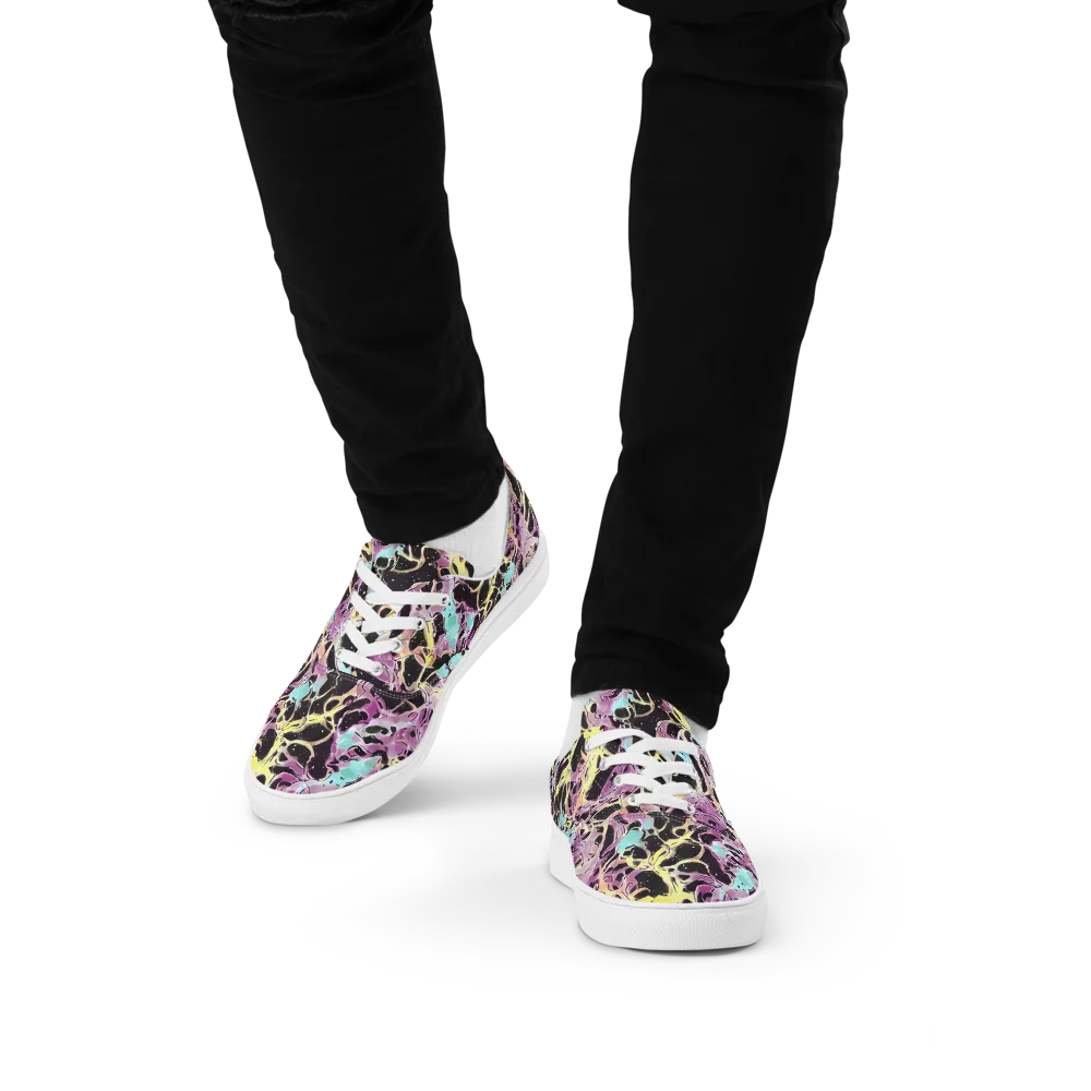 Dreams in Orbit on Men's Lace-Up Canvas Shoes — Front