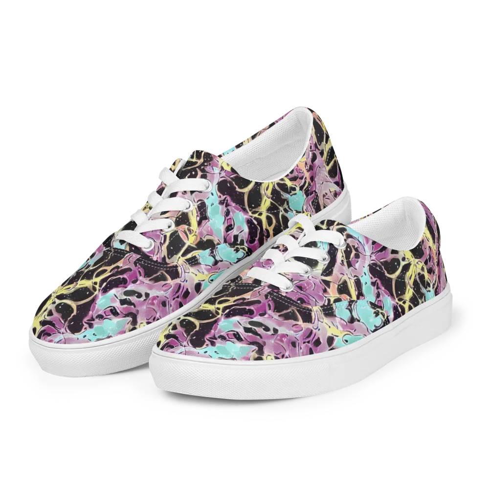 Dreams in Orbit on Men's Lace-Up Canvas Shoes — Left Front