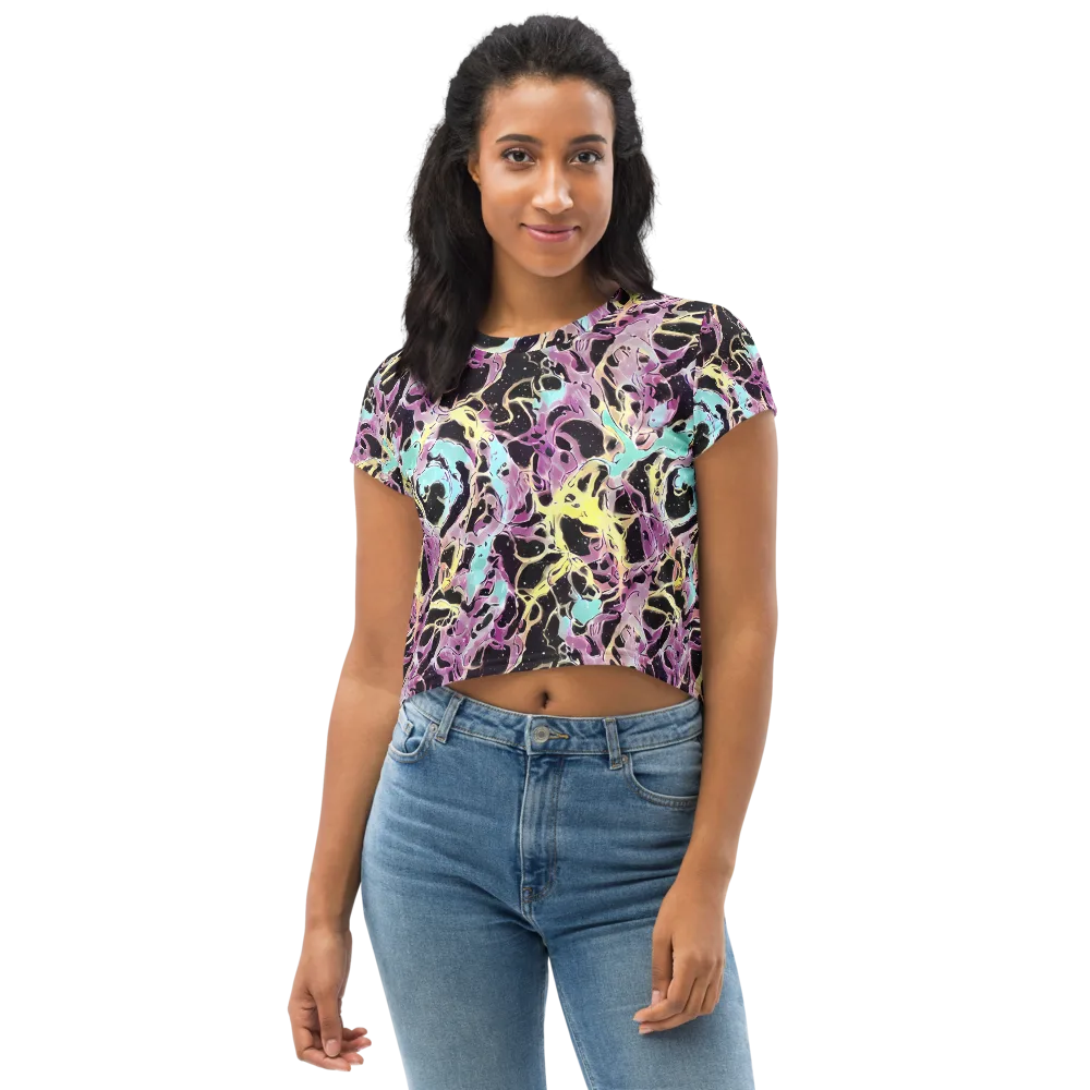 Dreams in Orbit on Crop Tee — Front
