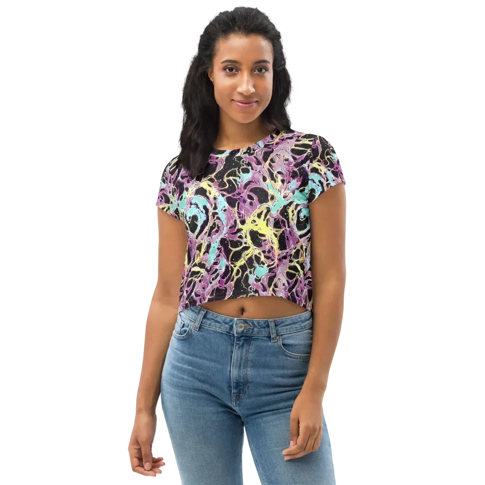 Dreams in Orbit on Crop Tee — Front