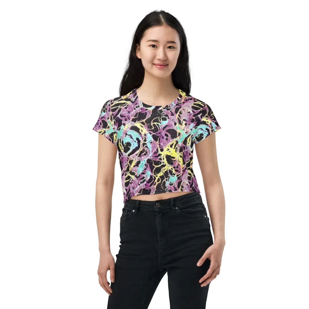 Dreams in Orbit on Crop Tee — Front