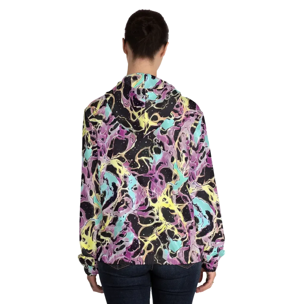 Dreams in Orbit on Women's Full-Zip Hoodie — Back On Person