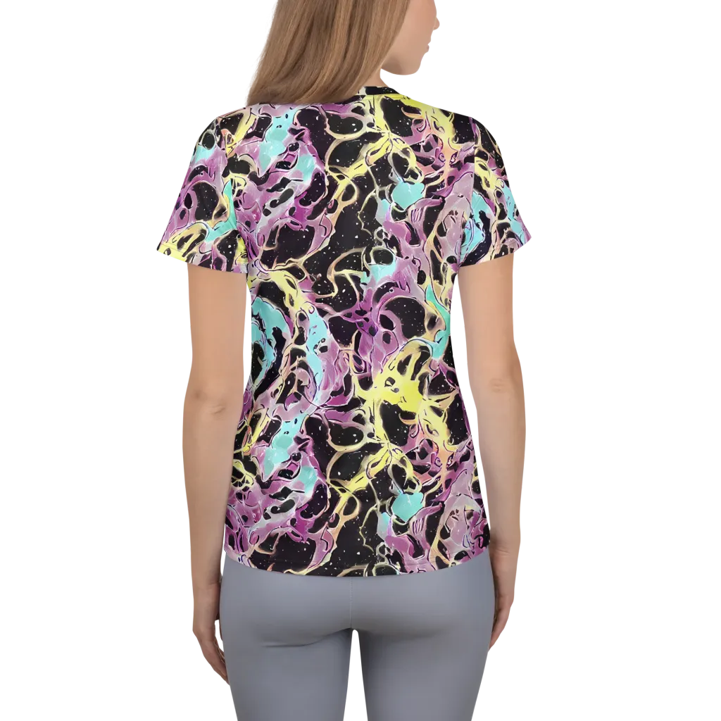 Dreams in Orbit on Women's Athletic T-Shirt — Back
