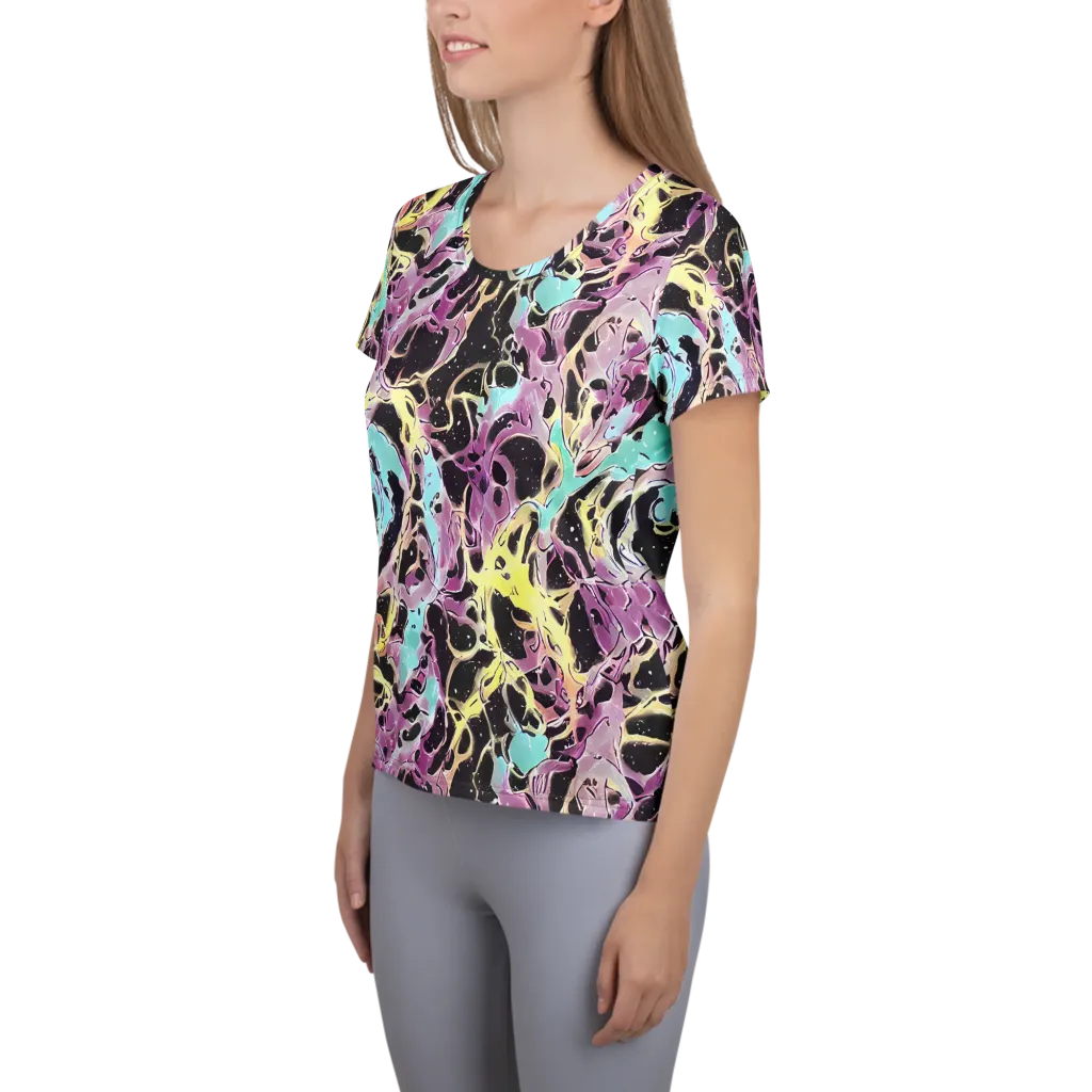 Dreams in Orbit on Women's Athletic T-Shirt — Left
