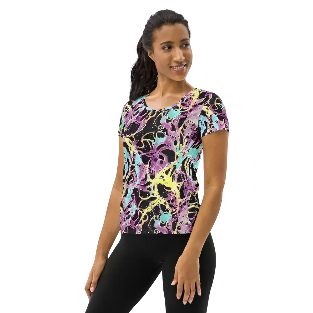 Dreams in Orbit on Women's Athletic T-Shirt — Left