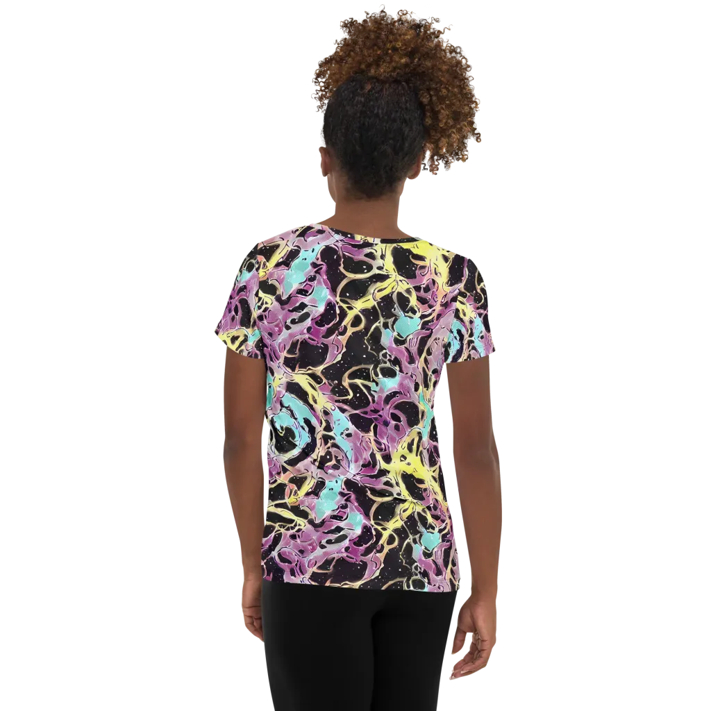 Dreams in Orbit on Women's Athletic T-Shirt — Back