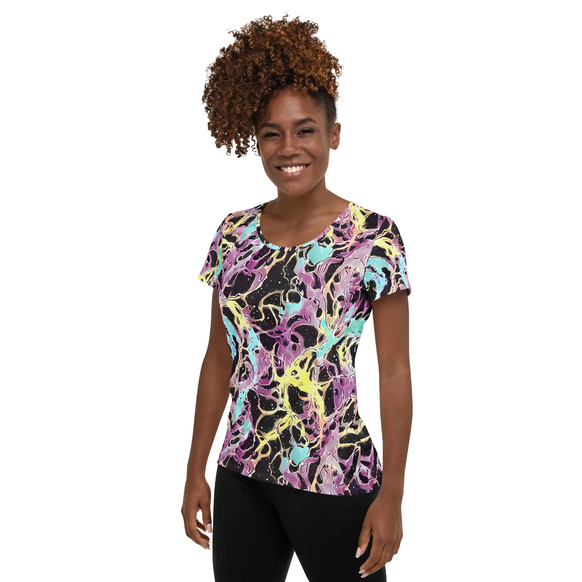 Dreams in Orbit on Women's Athletic T-Shirt — Left