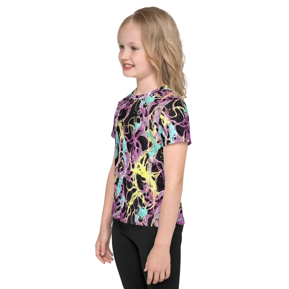 Dreams in Orbit on Kids Crew Neck T-Shirt — Left