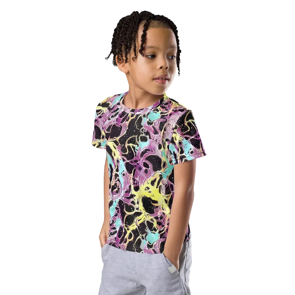 Dreams in Orbit on Kids Crew Neck T-Shirt — Left Front