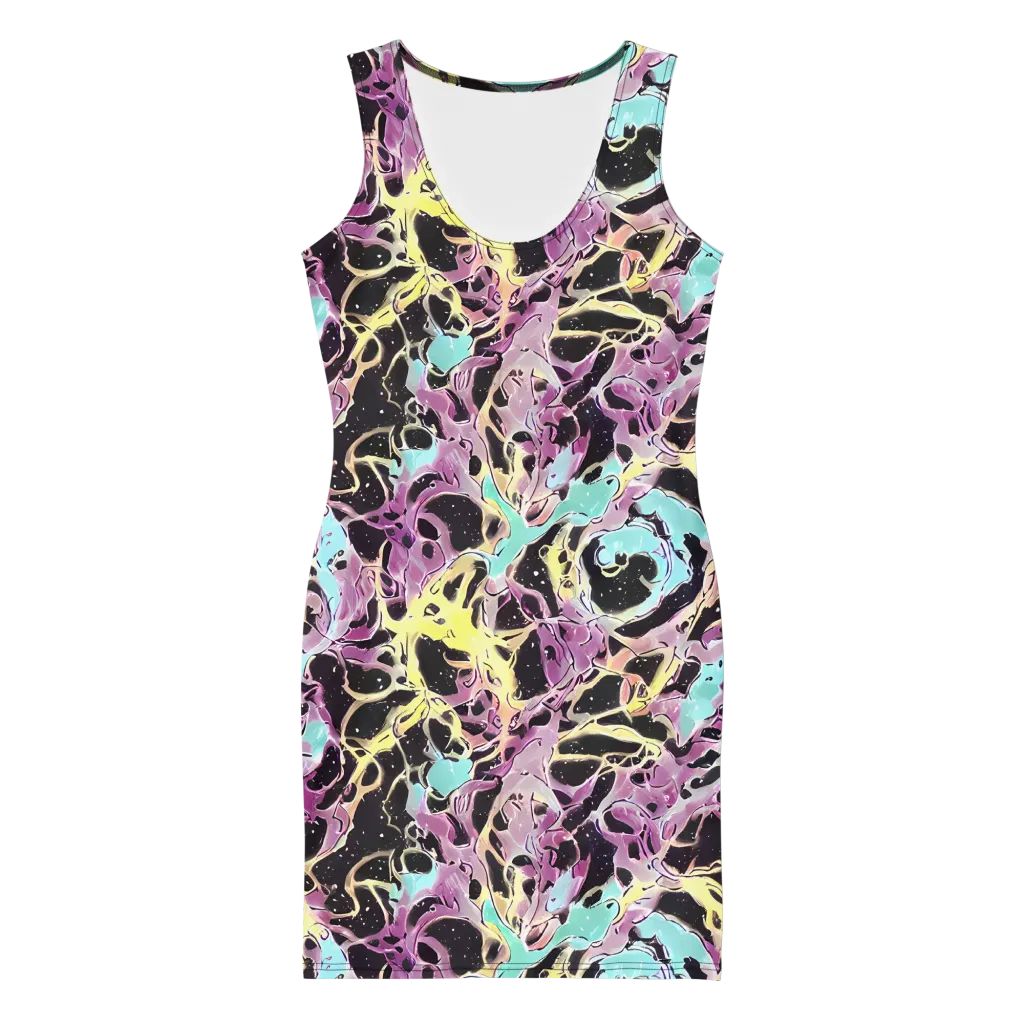 Dreams in Orbit on Bodycon Dress — Front