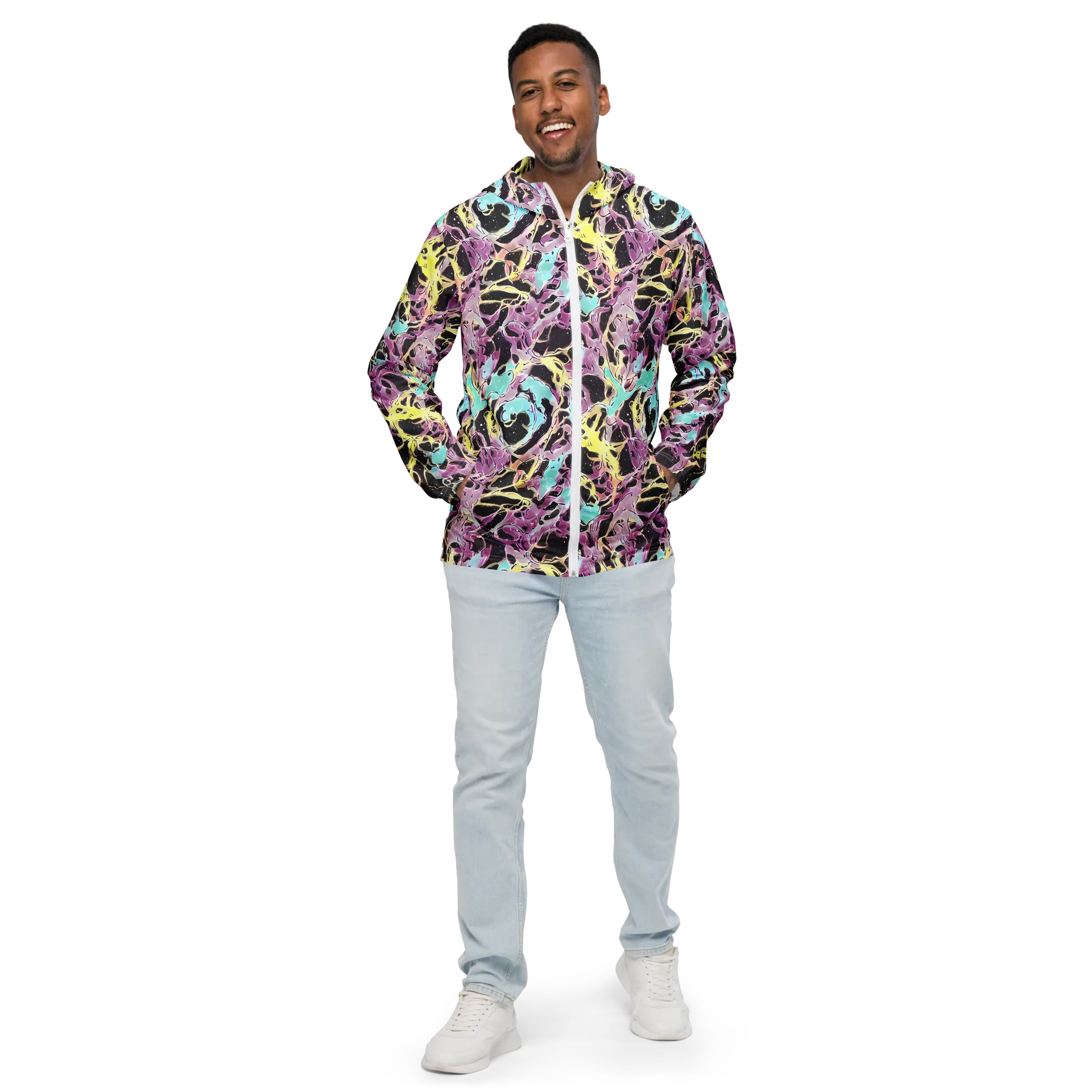 Dreams in Orbit on Men's Windbreaker — Front