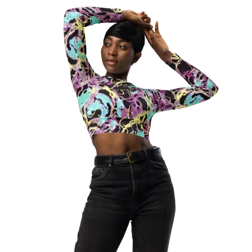 Dreams in Orbit on a Long Sleeve Crop Top
