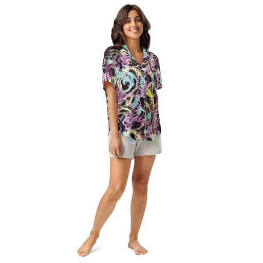 Dreams in Orbit on a Women's Short Sleeve Pajama Top