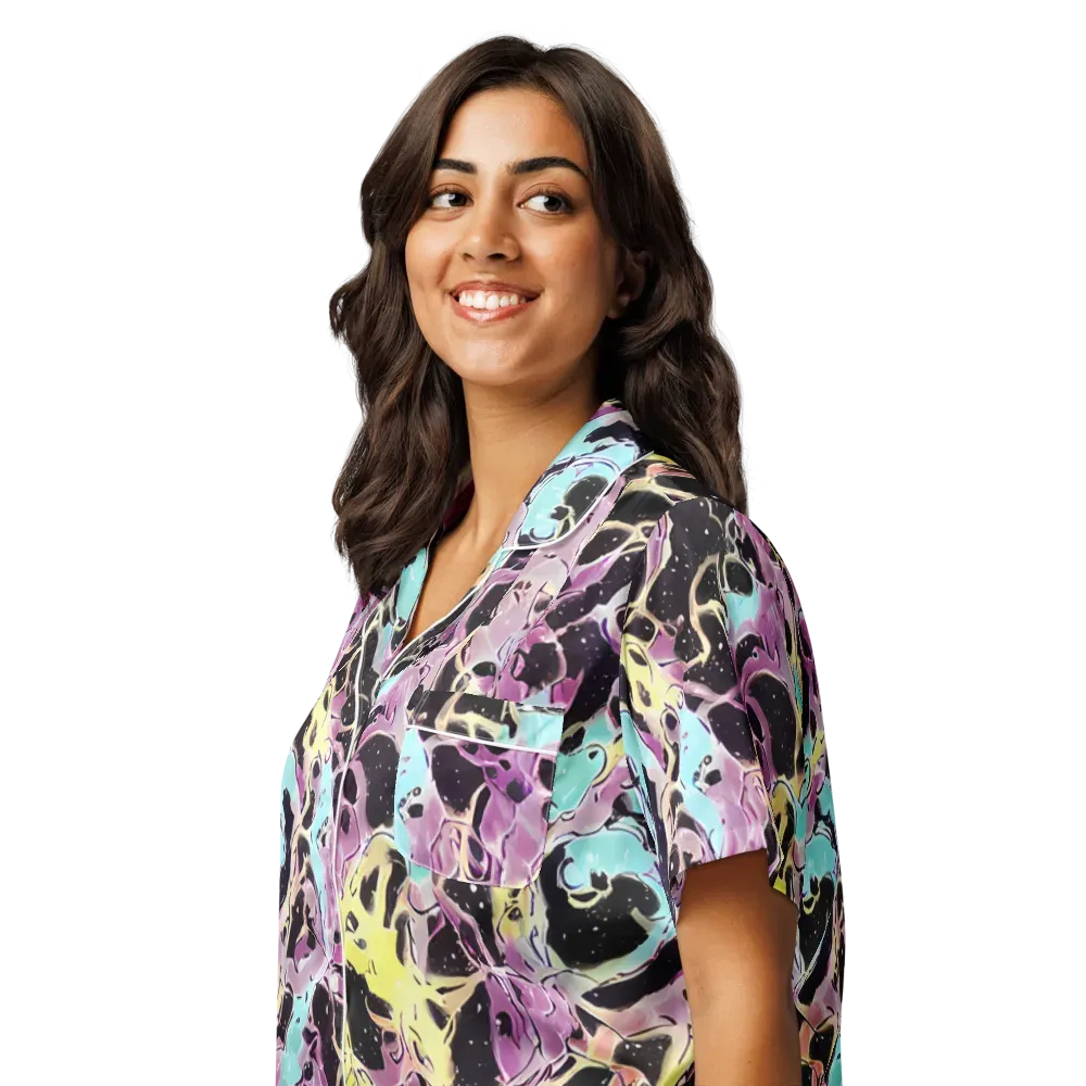 Dreams in Orbit on Women's Short Sleeve Pajama Top — Left Front