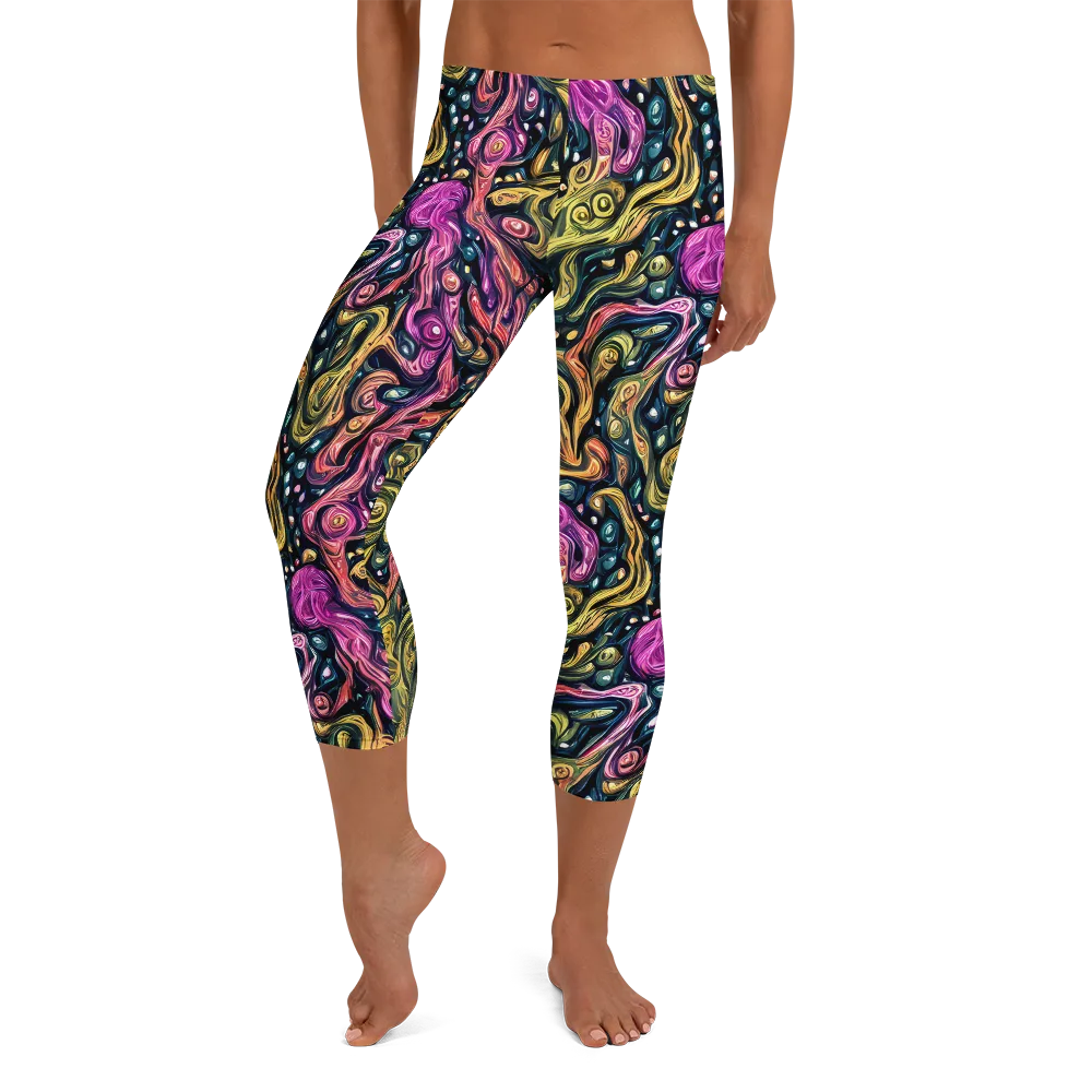 Prismatic Currents on Capri Leggings — Front