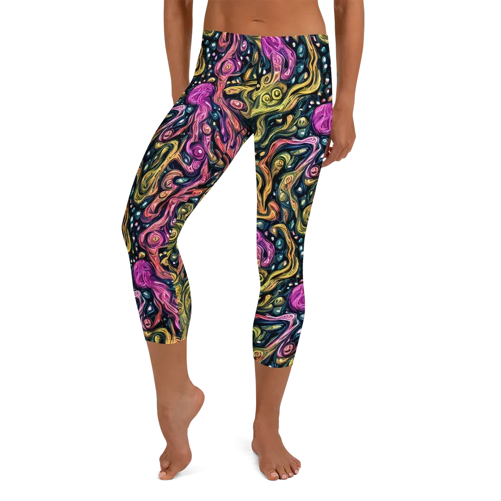 Prismatic Currents on Capri Leggings — Front