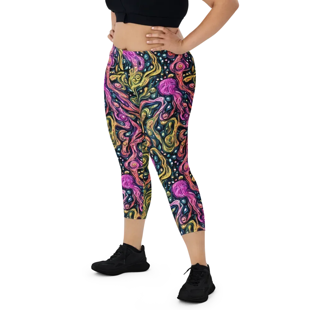 Prismatic Currents on Capri Leggings — Front