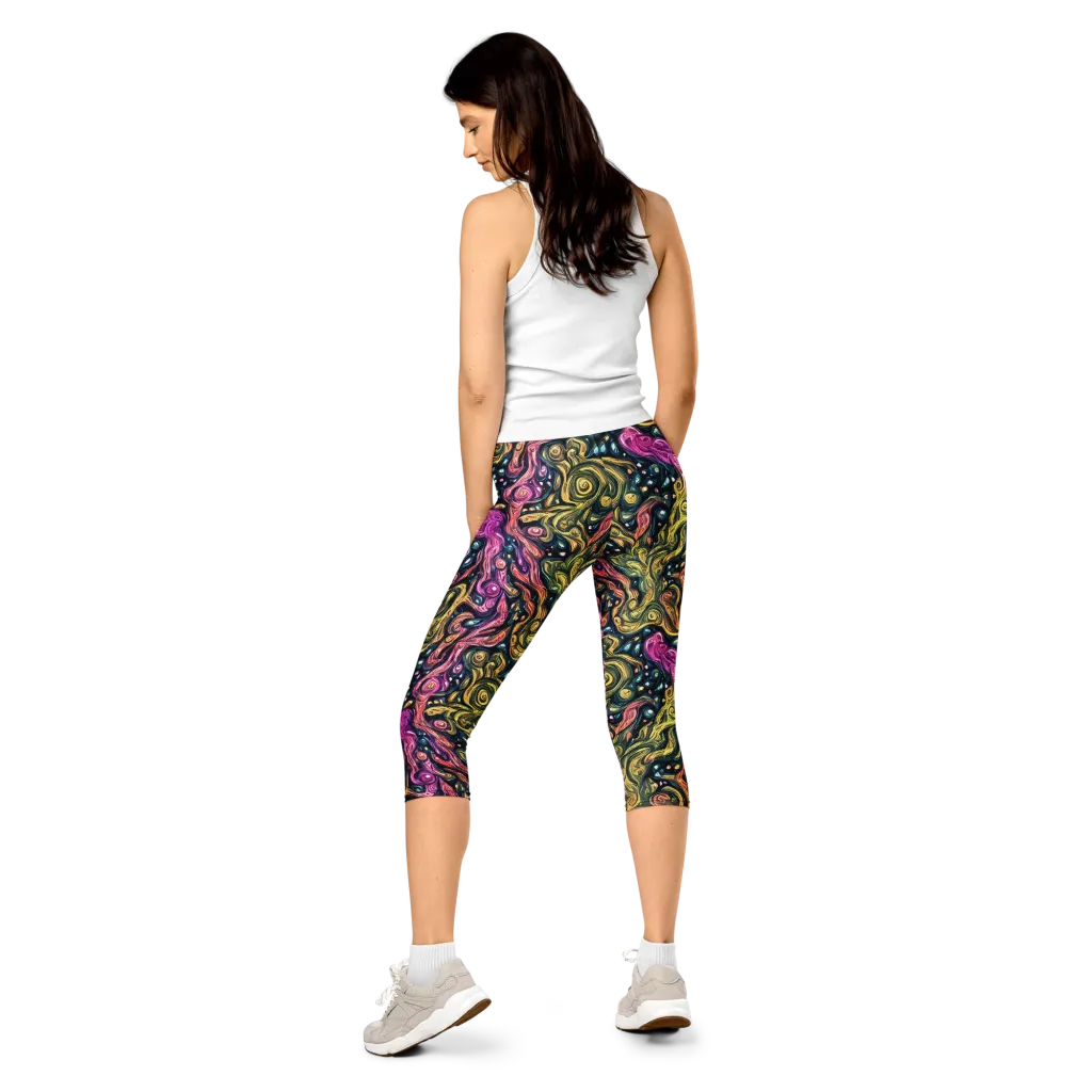 Prismatic Currents on Capri Leggings — Back