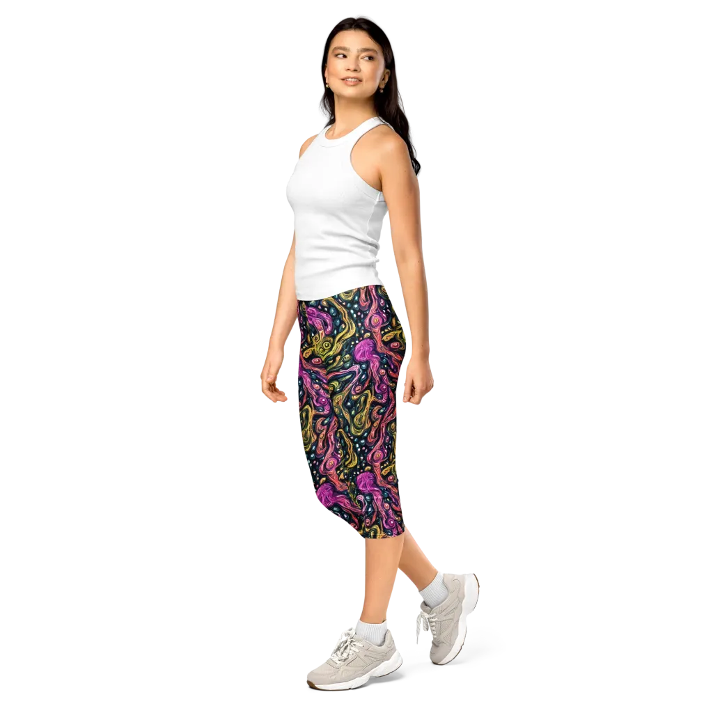 Prismatic Currents on Capri Leggings — Left Front