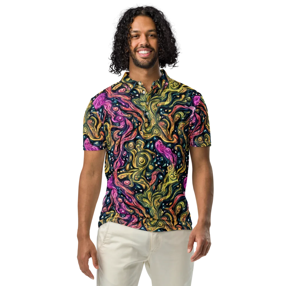 Prismatic Currents on Men's Slim Fit Polo Shirt — Front