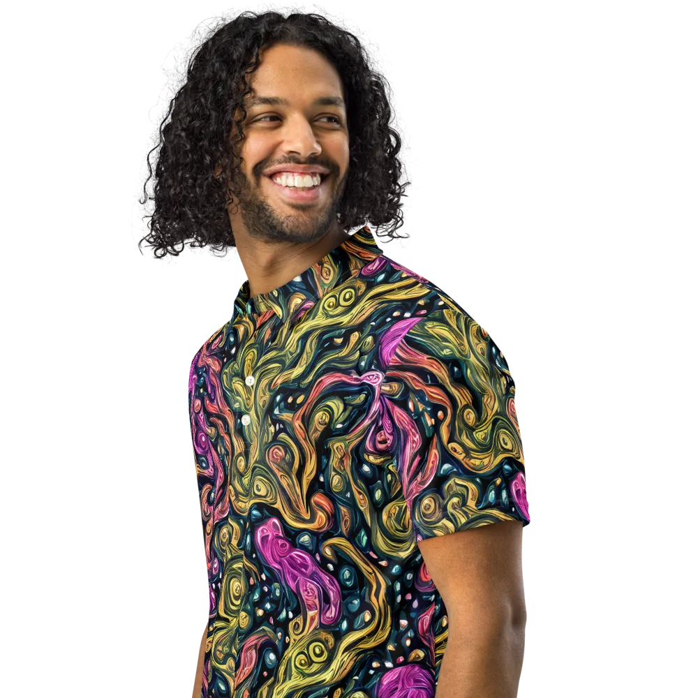 Prismatic Currents on Men's Slim Fit Polo Shirt — Left Front