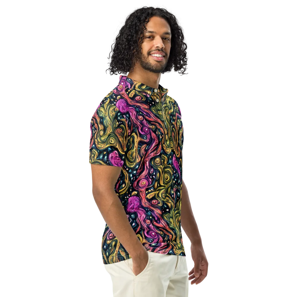 Prismatic Currents on Men's Slim Fit Polo Shirt — Right Front