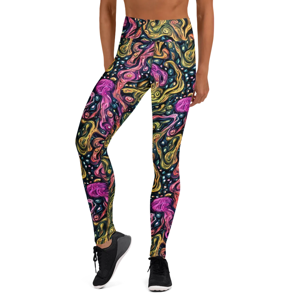 Prismatic Currents on Yoga Leggings — Front