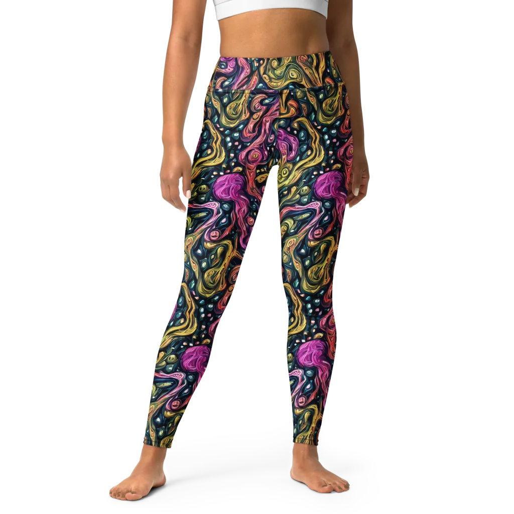 Prismatic Currents on Yoga Leggings — Front