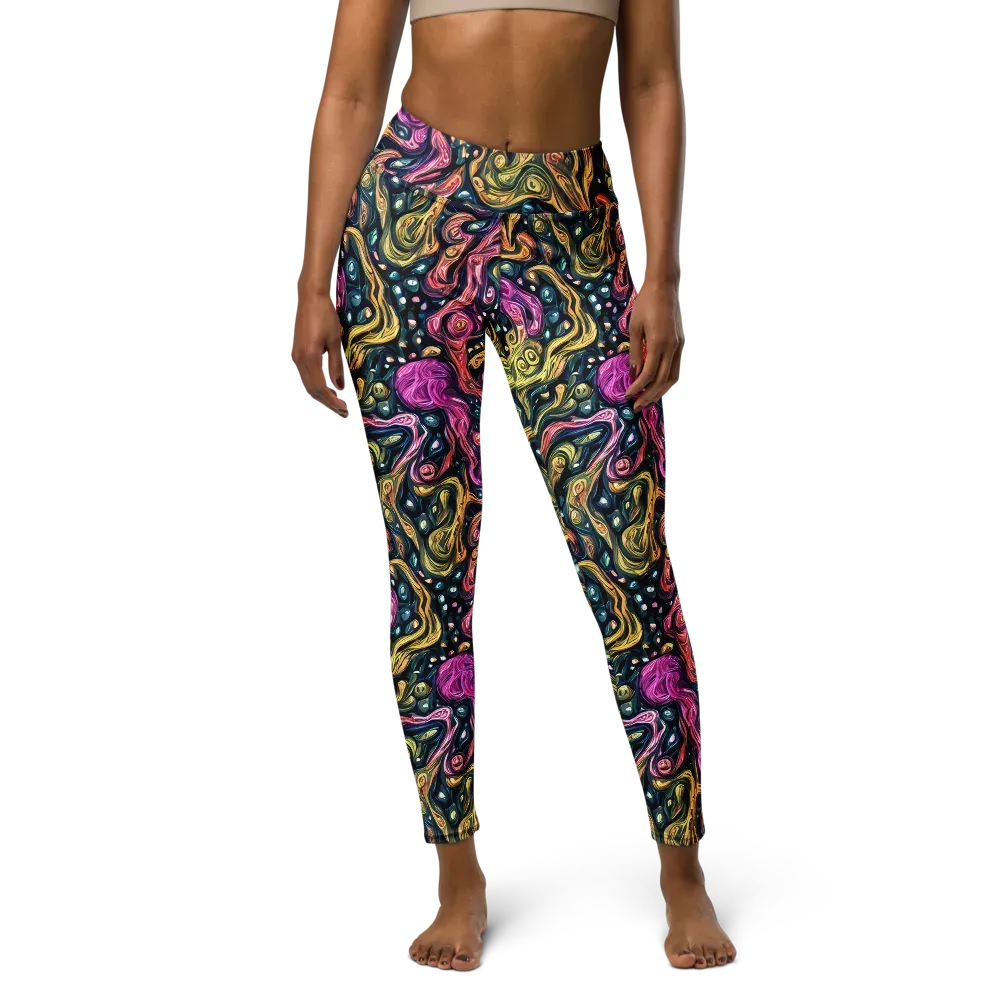 Prismatic Currents on Yoga Leggings — Front