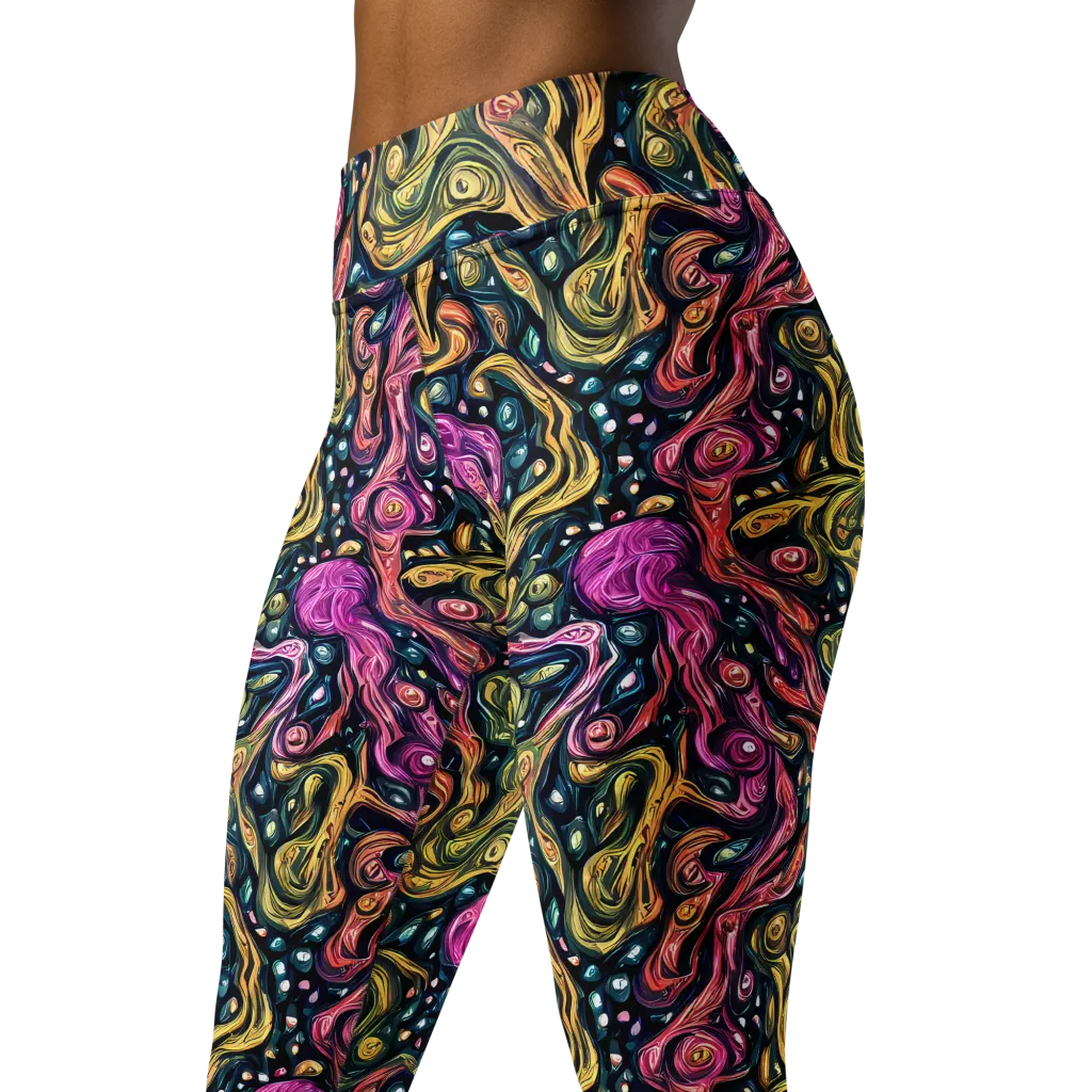 Prismatic Currents on Yoga Leggings — Left Front