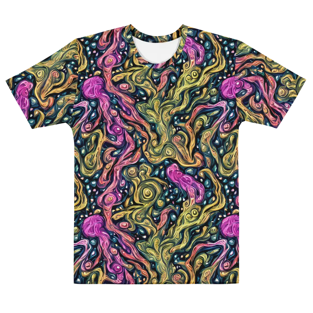 Prismatic Currents on Men's Cotton Crew Neck T-Shirt — Front